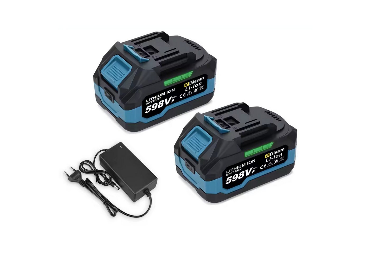 Gisam Lithium-Ionen-Batterie Akku für Werkzeuge 2er-Set Akkupacks 4000 mAh (18 V), Hohe Akkukapazität, Stabile Spannungsversorgung