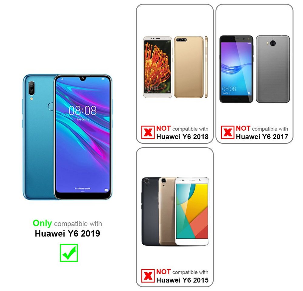 Cadorabo Schutzfolie für Huawei Y6 2019 Schutzfolie, (1-St), Schutzfolie Panzer Folie (Tempered) Display Schutzglas 3D Touch Bild 2
