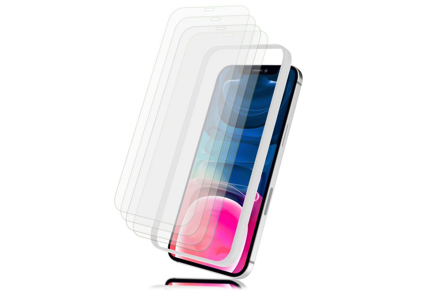 Nalia Schutzfolie Apple iPhone 13 Mini, 4x Schutzglas & 1x Schablone / Hoher Displayschutz / Panzerglas Klar Bild 2