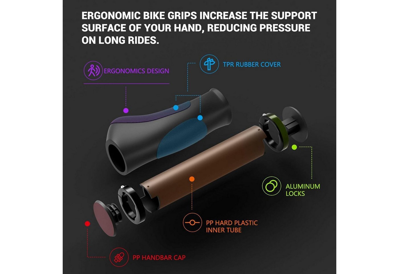 LuxusKollektion Fahrradlenkergriff Fahrradgriffe Lenker MTB Ebike Gummi 22.2mm Modern