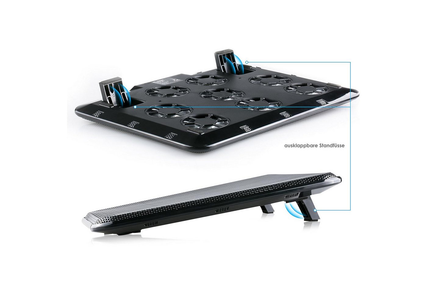 Blumax NOTEBOOK LAPTOP KÜHLER COOLER KÜHLPAD STÄNDER 8 x LED LÜFTER Kamera-Akku Bild 3