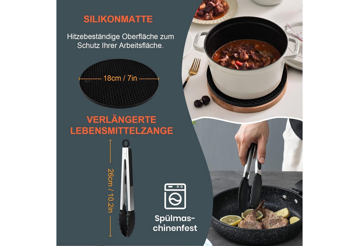 MOPUEA Küchenmaschinen Zubehör-Set Heißluftfritteuse Zubehör 11-teiliges Set, Brötchen-Röstaufsatz, Hochwertige und sichere Materialien – Gesundes Kochen Bild 5