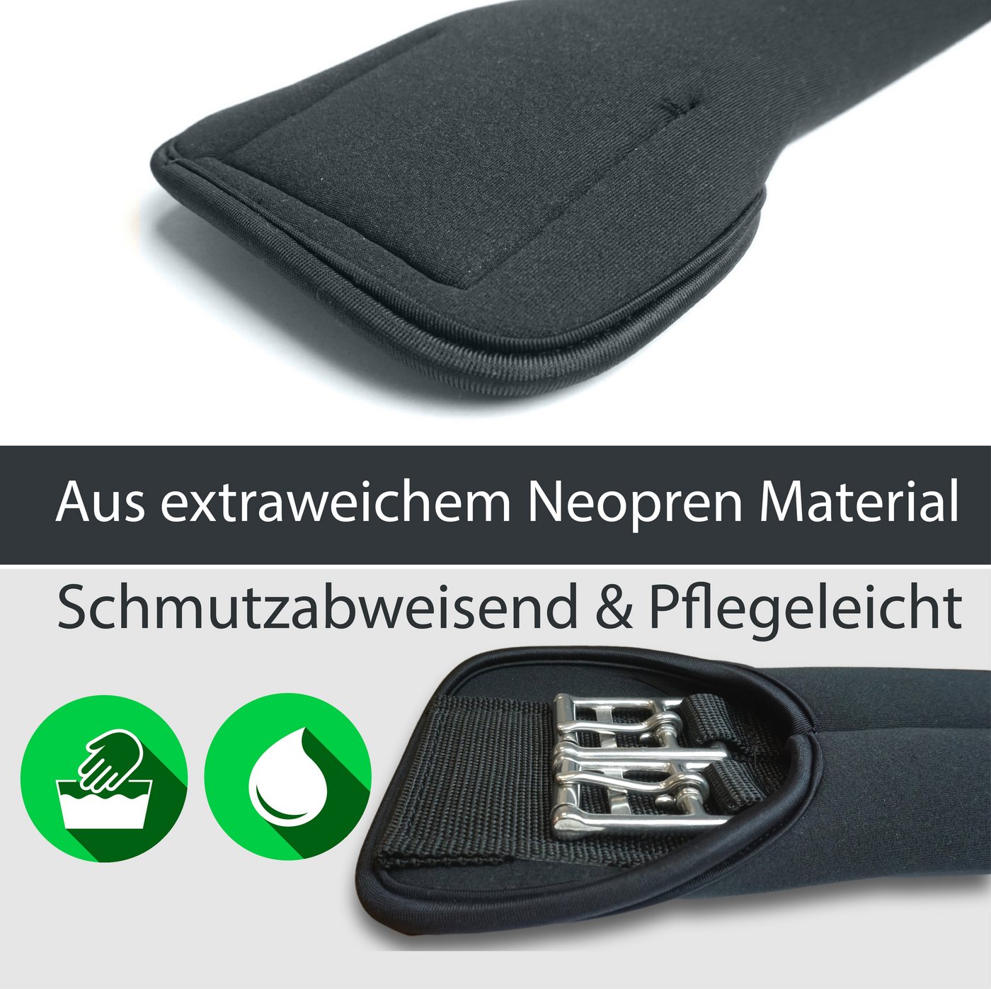 Pferdelinis Sattelgurte Sattelgurt aus Neopren, schwarz, Kurzgurt Pferd