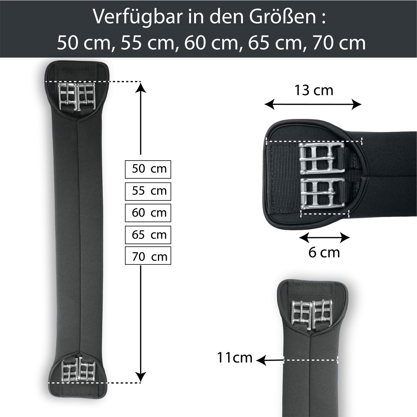 Pferdelinis Sattelgurte Sattelgurt aus Neopren, schwarz, Kurzgurt Pferd Bild 5