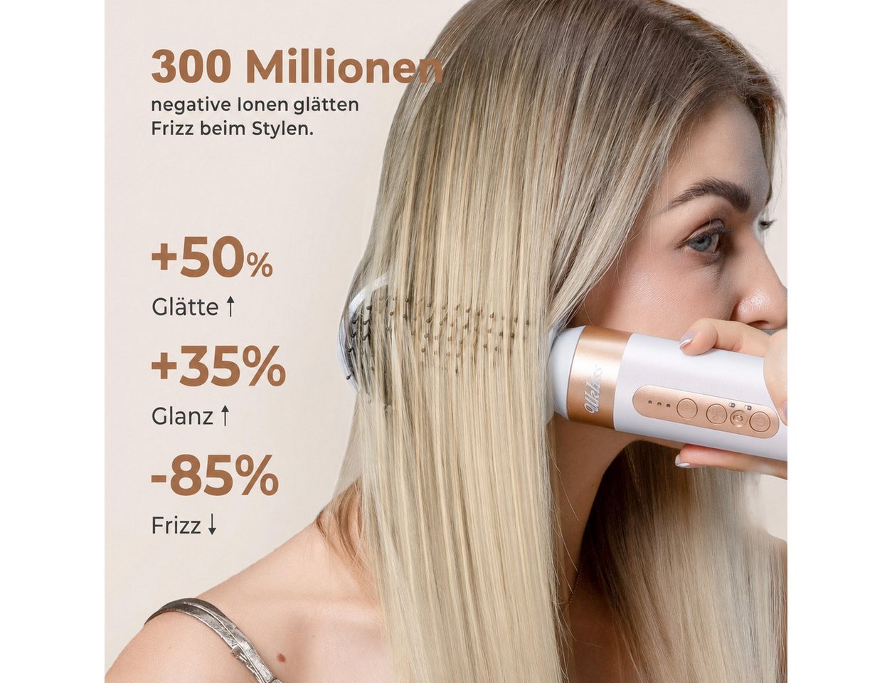 UKLISS Multihaarstyler 7-in-1 Luftstyler Set, 1400 W Hochgeschwindigkeits-Haartrockner, 110 000 U/min, Coanda-Effekt, Ionenpflege, 7 Stylingaufsätze