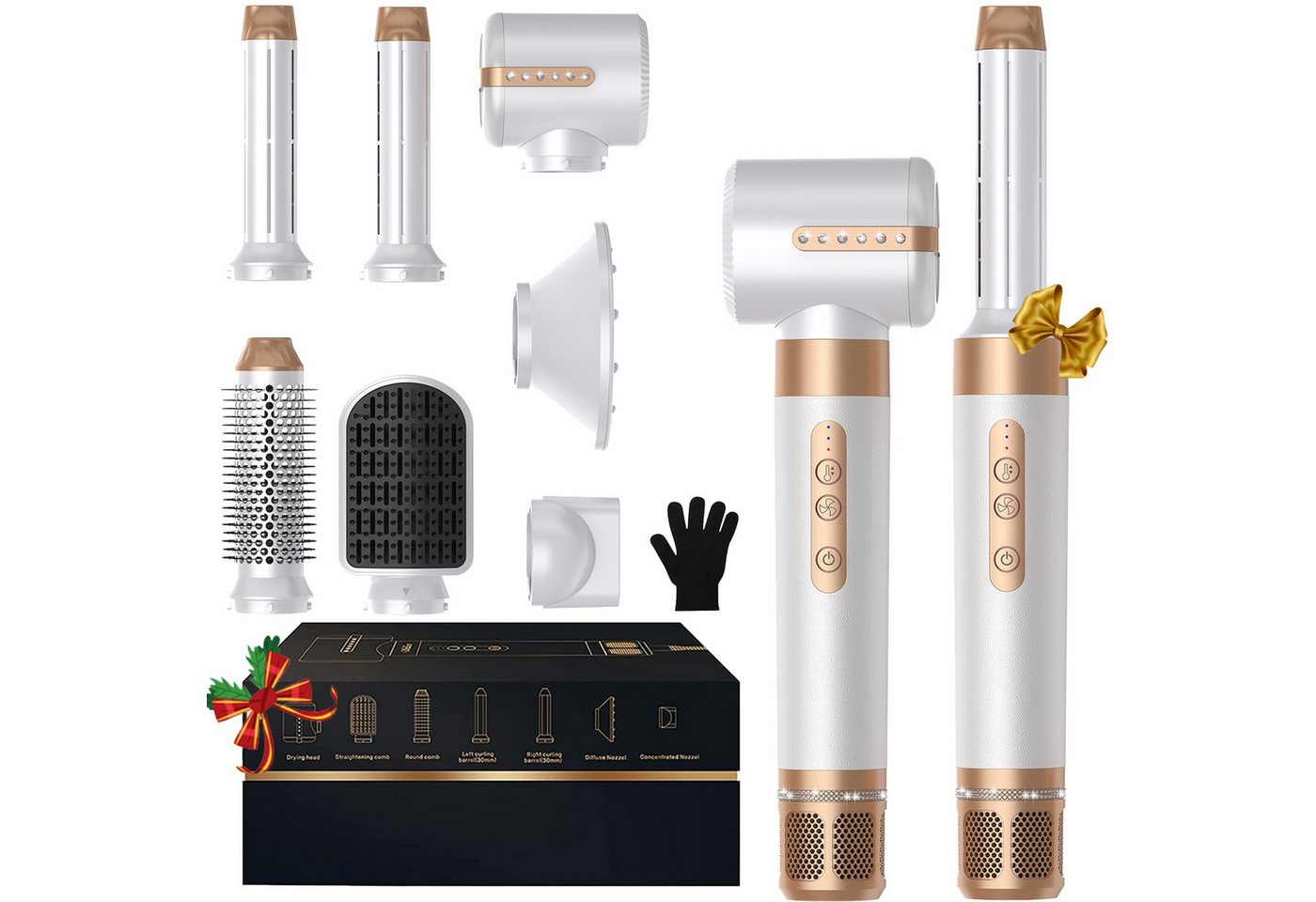 UKLISS Multihaarstyler 7-in-1 Luftstyler Set, 1400 W Hochgeschwindigkeits-Haartrockner, 110 000 U/min, Coanda-Effekt, Ionenpflege, 7 Stylingaufsätze Bild 2