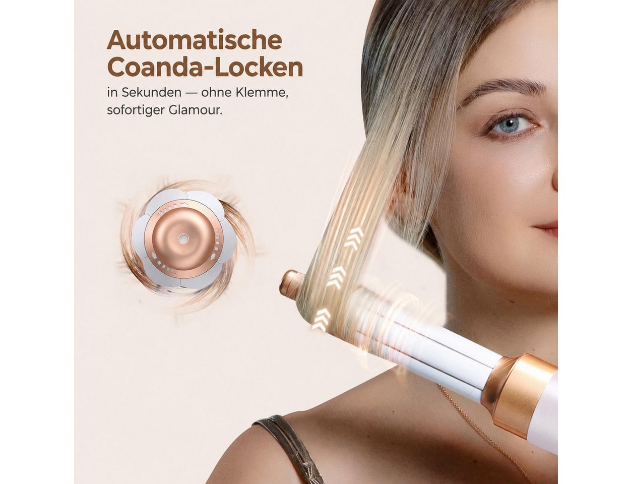 UKLISS Multihaarstyler 7-in-1 Luftstyler Set, 1400 W Hochgeschwindigkeits-Haartrockner, 110 000 U/min, Coanda-Effekt, Ionenpflege, 7 Stylingaufsätze Bild 4
