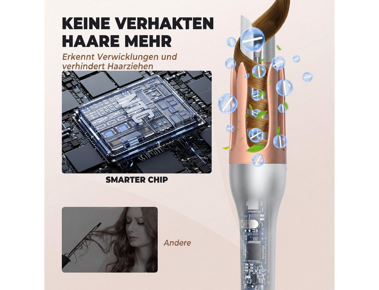 UKLISS Lockenstab Pro Automatischer Lockenstab 32 mm, Automatischer Haarwickler, mit 3 Temperaturstufen für langanhaltende Locken & Beach Waves Bild 5