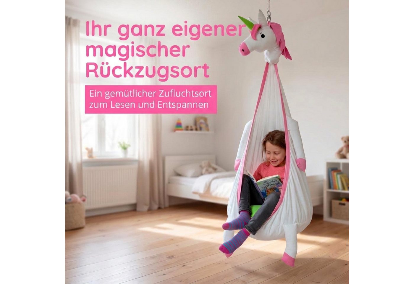 snuutje Familiensachen Hängehöhle Kinder Hängesessel Nestschaukel für das Kinderzimmer (2 Sitzkissen), ab 3 Jahren, 100 % Baumwolle, bis 80 kg, waschbar bei 30 °C Bild 3