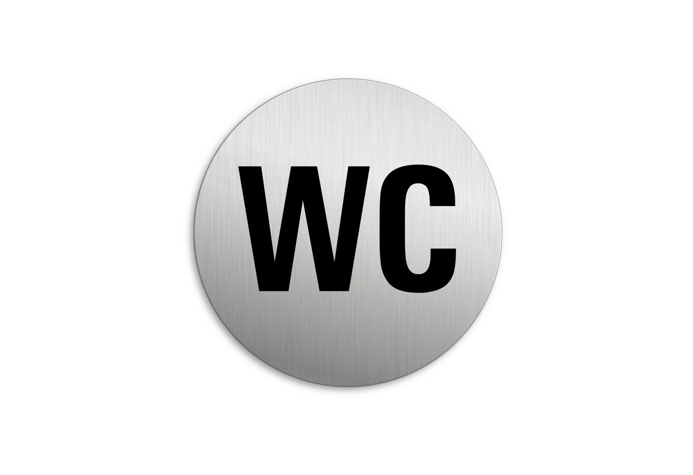 OFFORM DESIGN Hinweisschild WC Toilettenschild Ø 75 mm Aluminium Edelstahloptik selbstklebend, (1 St)