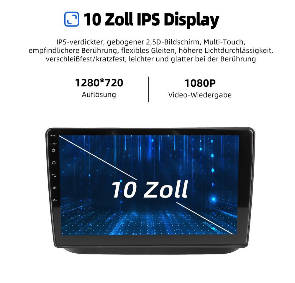 ESSGOO Für Skoda Fabia II 2008-2013 Carplay Android 15 Bluetooth Autoradio (RDS, 4+64GB optional, FM, AM, 2 DIN Carplay Android Auto Bluetooth WIFI SWC Navigationsgeräte) Bild 2