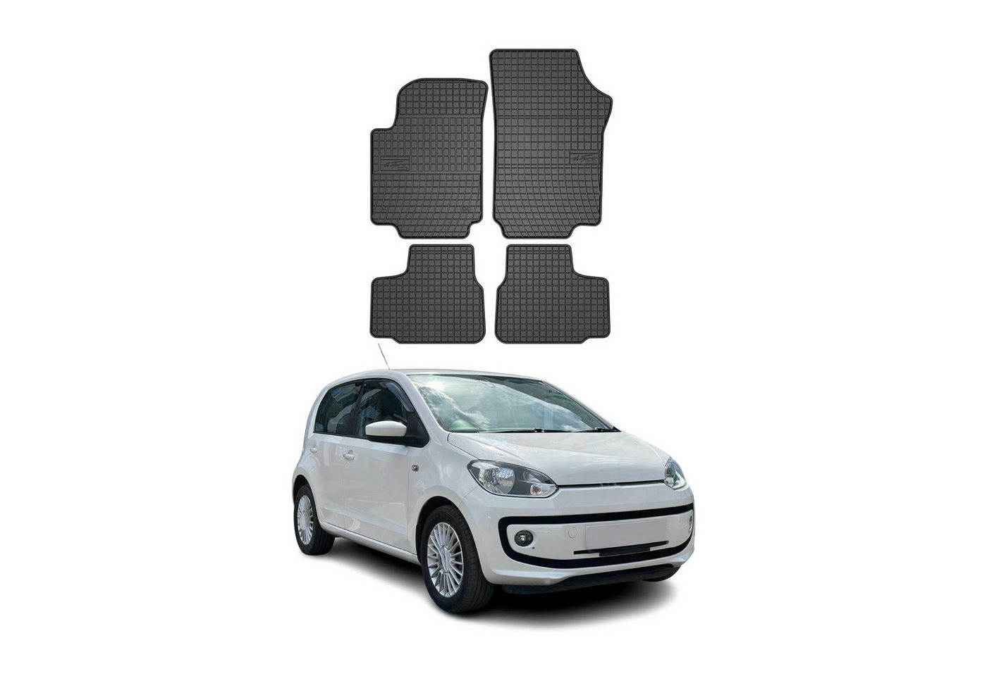 OMAC Auto-Fußmatten für VW Up 2011-2025 Gummimatten Schwarz 4 tlg (4 St), für VW Up 2011-2025 VW Up 2011-2025, Antirutsch,Wasserfest,Einfache Installation Bild 4