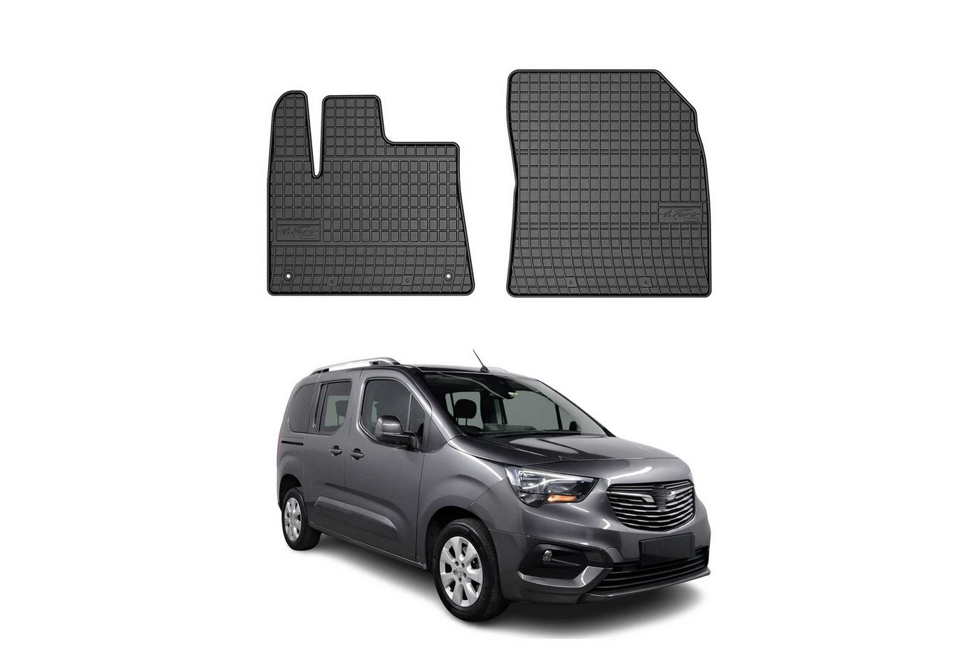 OMAC Auto-Fußmatten für Opel Combo 2 Persons 2018-2025 Gummimatten Schwarz (2 St), für Opel Combo 2 Persons 2018-2025 Opel Combo 2 Persons 2018-2025, Antirutsch,Wasserfest,Einfache Installation Bild 2