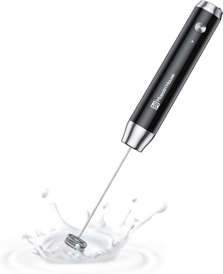 Maestri House Milchaufschäumer Tragbarer Elektrischer Schaummacher aus Edelstahl, Wasserdicht Abnehmbarer Schneebesen Bild 2