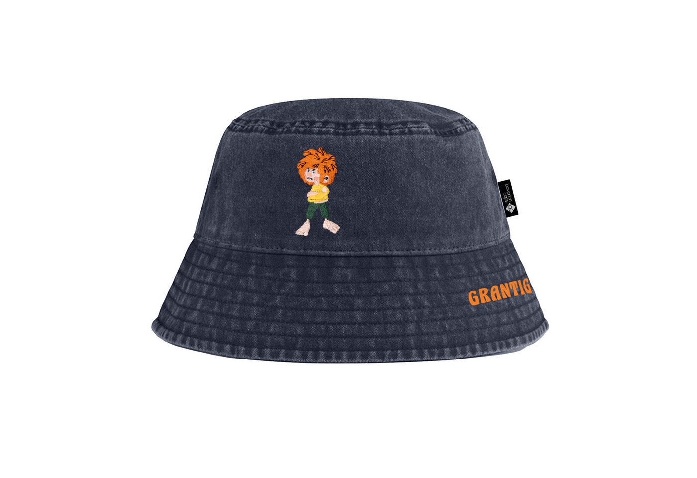 Bavarian Caps Fischerhut Bavarian Caps Bucket Hat "Grantler Klub: Pumuck" - vintage schwarz (Bucket Hat, Bucket Hat, Anglerhut, Fischerhut) Leichte Baumwolle im "washed" Look