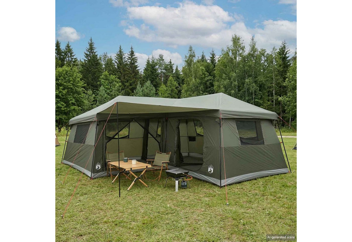 vidaXL Kuppelzelt Familienzelt mit Regenfly wasserdicht 14 Personen Olivegrün, (1 tlg) Bild 5