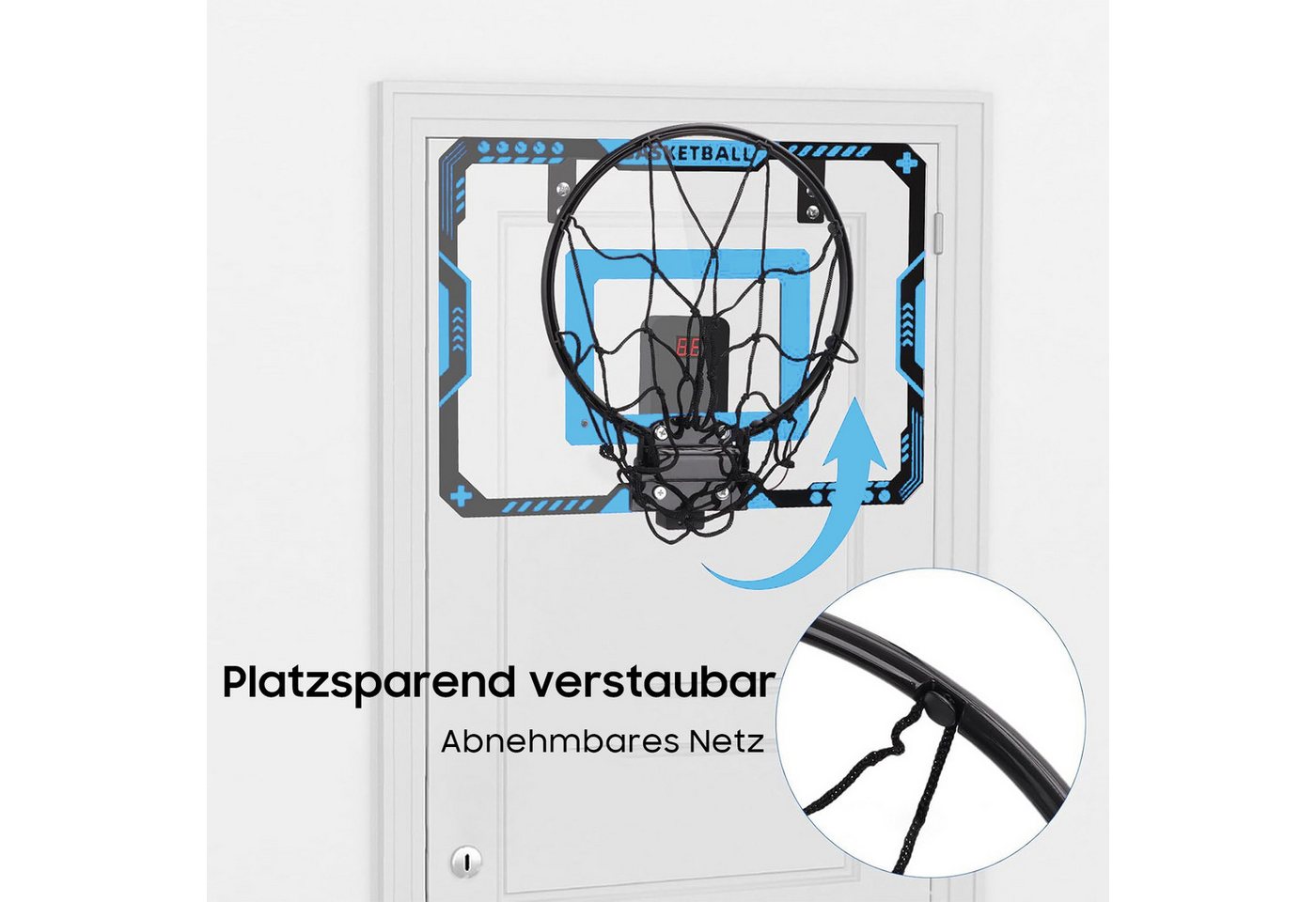 AIMAX Basketballkorb Mini Basketballkorb Indoor fürs Kinder, mit Automatischer Wertung (Set, 1), Höhenverstellbare Outdoor Basketballkörbe, über der Tür Bild 2