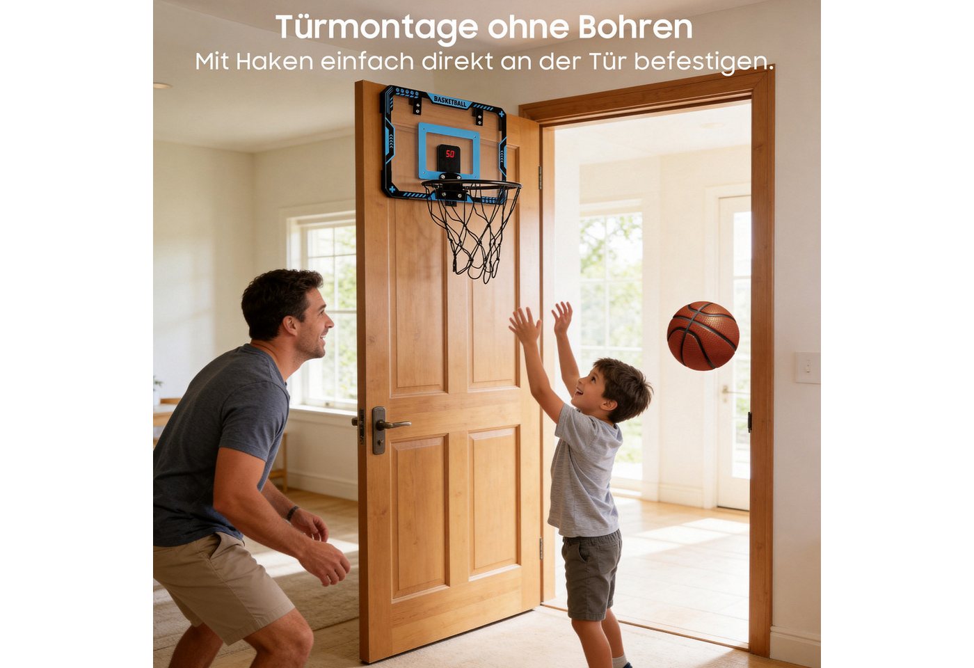AIMAX Basketballkorb Mini Basketballkorb Indoor fürs Kinder, mit Automatischer Wertung (Set, 1), Höhenverstellbare Outdoor Basketballkörbe, über der Tür Bild 3