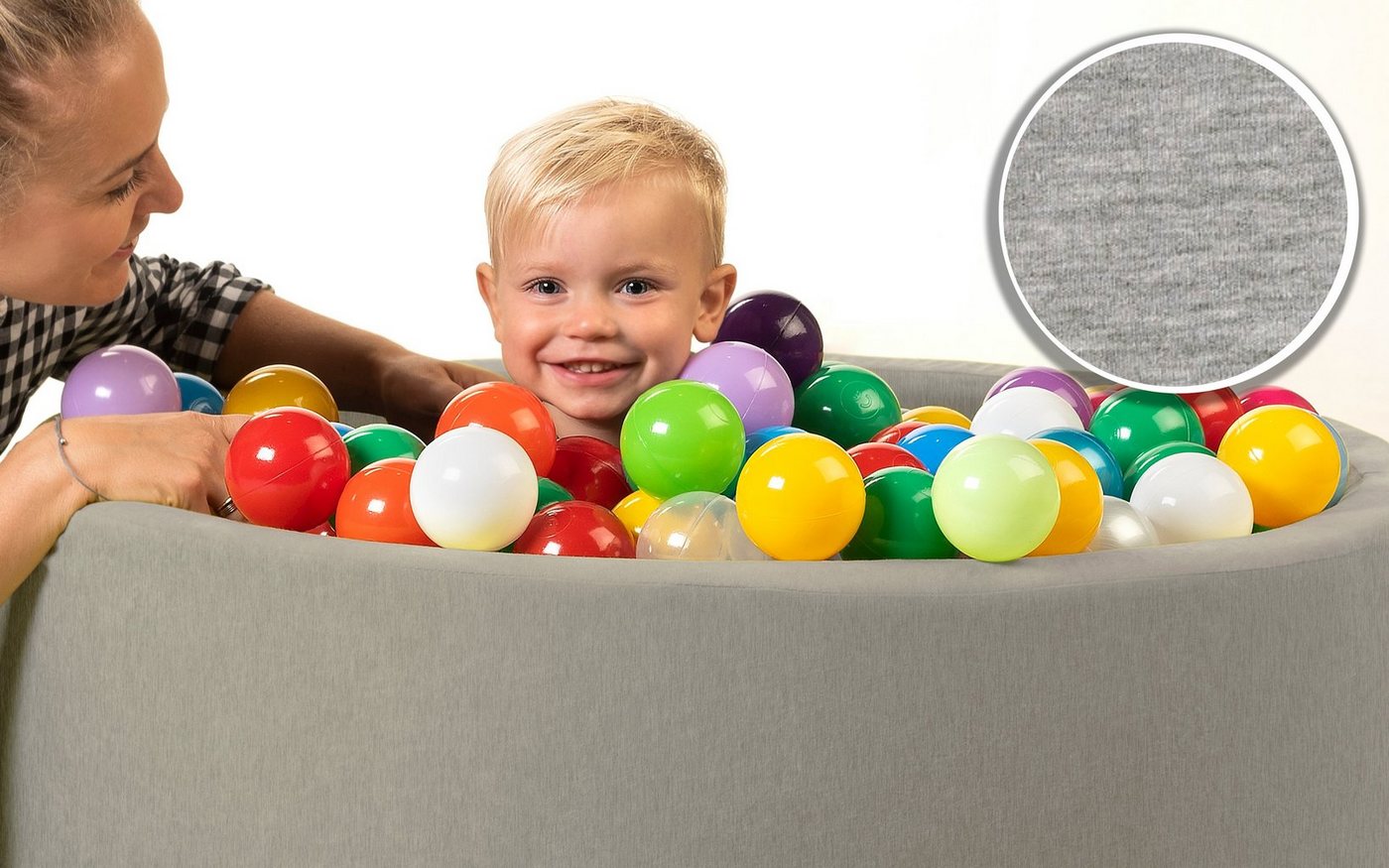 sunnypillow Bällebad-Bälle für Baby Kinder mit bunten Bällen (200-St), Grau - mit 200 Bällen Bild 3
