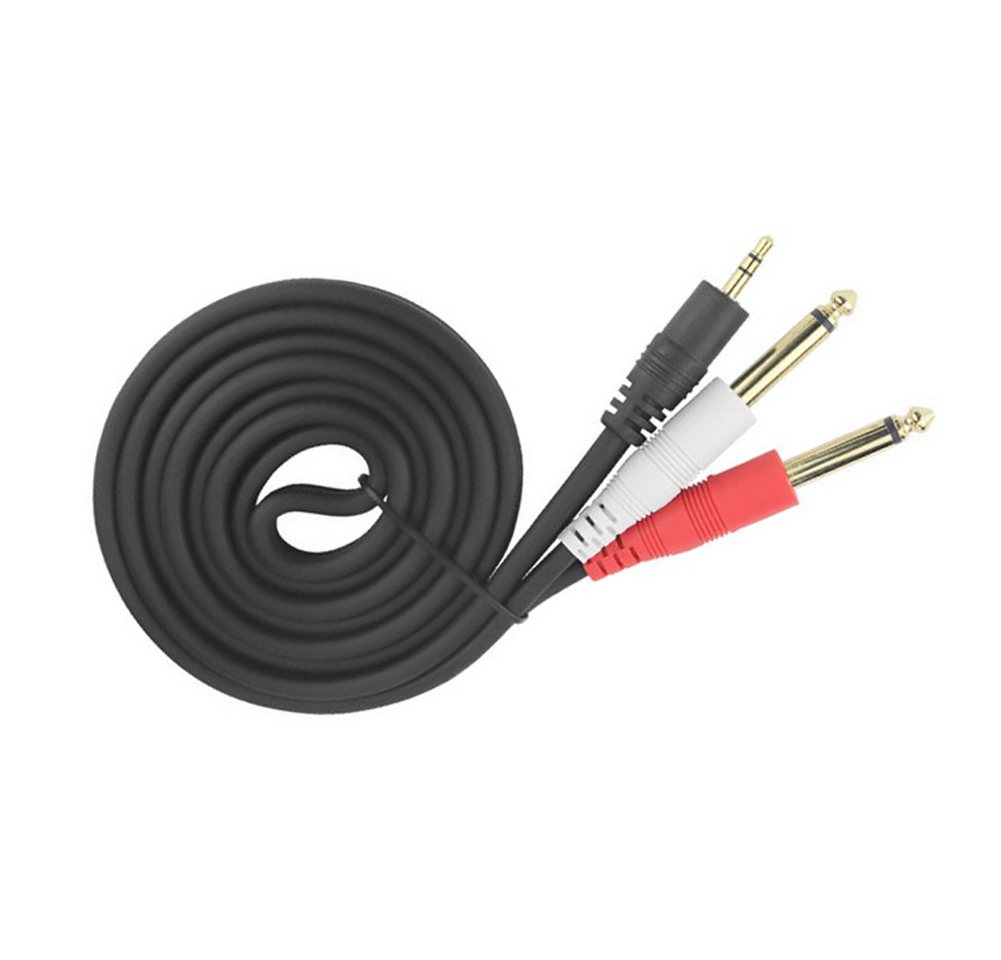 Bolwins G61 3,5mm Klinke stereo auf 2x 6,35mm Klinke mono Audio Splitter Kabel Audio-Kabel, 3,5 mm Stereo Klinkenstecker, 2× 6,35 mm Stereo Klinkenstecker (vergoldet) (150 cm), Vergoldete Klinkenstecker, Stereo-Audioübertragung