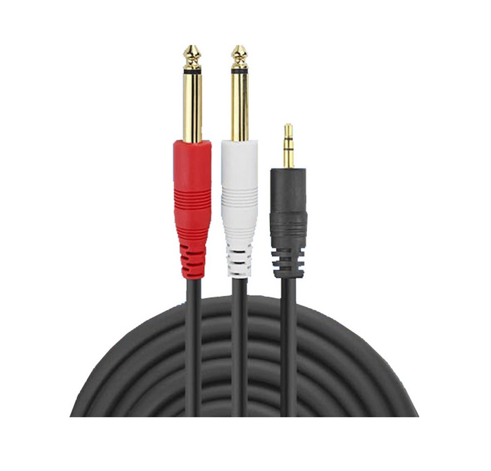 Bolwins G61 3,5mm Klinke stereo auf 2x 6,35mm Klinke mono Audio Splitter Kabel Audio-Kabel, 3,5 mm Stereo Klinkenstecker, 2× 6,35 mm Stereo Klinkenstecker (vergoldet) (150 cm), Vergoldete Klinkenstecker, Stereo-Audioübertragung Bild 3