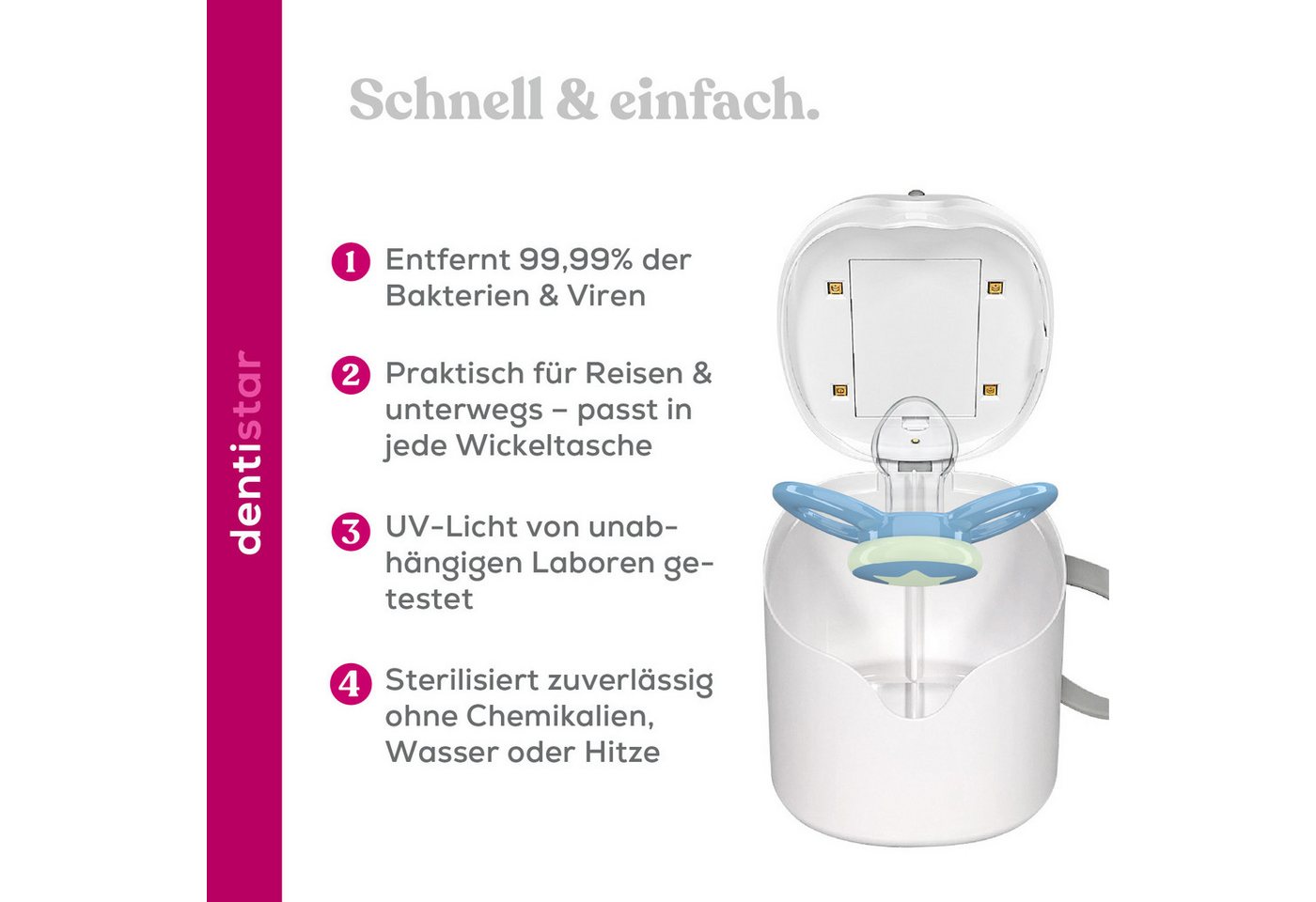 dentistar UV-Sterilisator Mini UV Sterilisator für Schnuller und Flaschensauger Bild 5