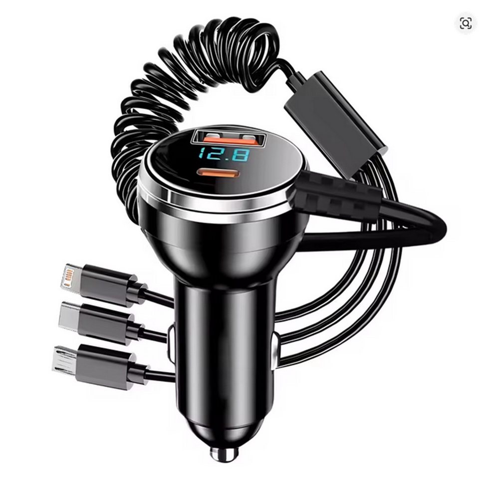 SpionProfi 5 in 1 Usb Ladegerät Auto Usb-C Schnellladung 230W Zigarettenanzünder Universal-Ladegerät (1-tlg., Universall Schnellladegerät für iPhone Samsung Huawei uvm) Bild 2