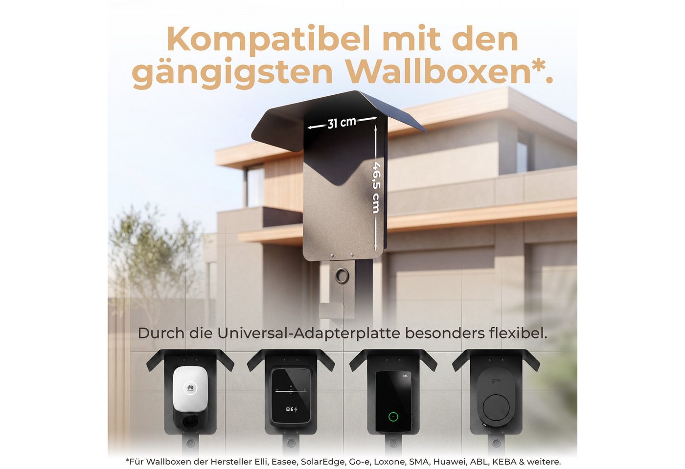 sortiQ Elektroauto-Ladestation-Halterung Wallbox-Stele, Außenbereich Wallbox-Standfuß, (Freistehende Wallboxhalterung mit Überdachung, Wetterschutz) Bild 5