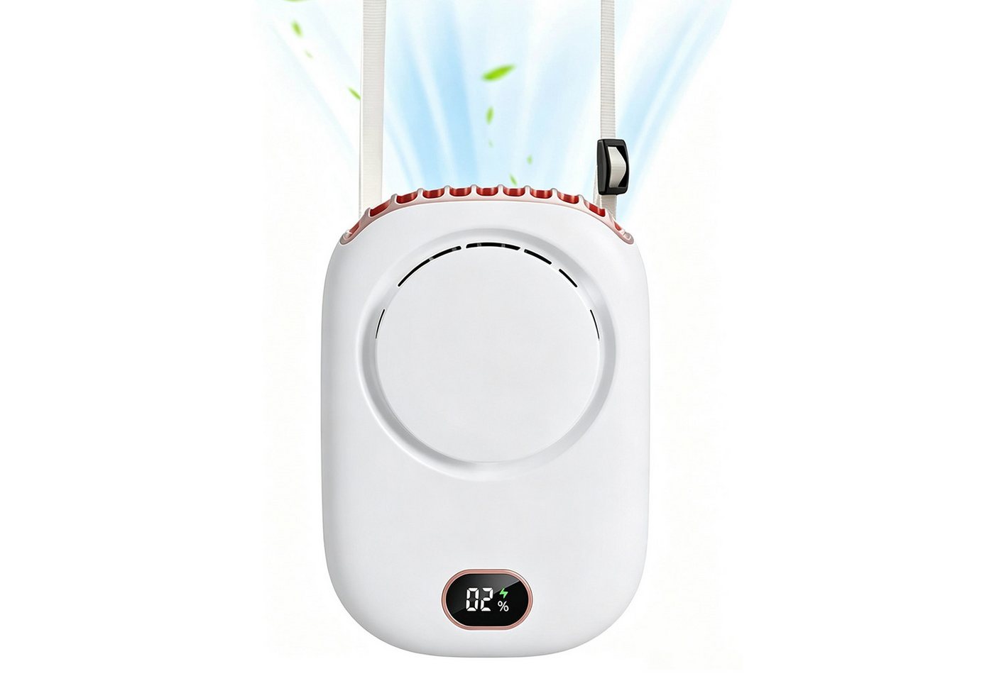 MOPUEA Handventilator Mini Ventilator Hals Guertel Clip LED Anzeige 1800mAh Akku Leise