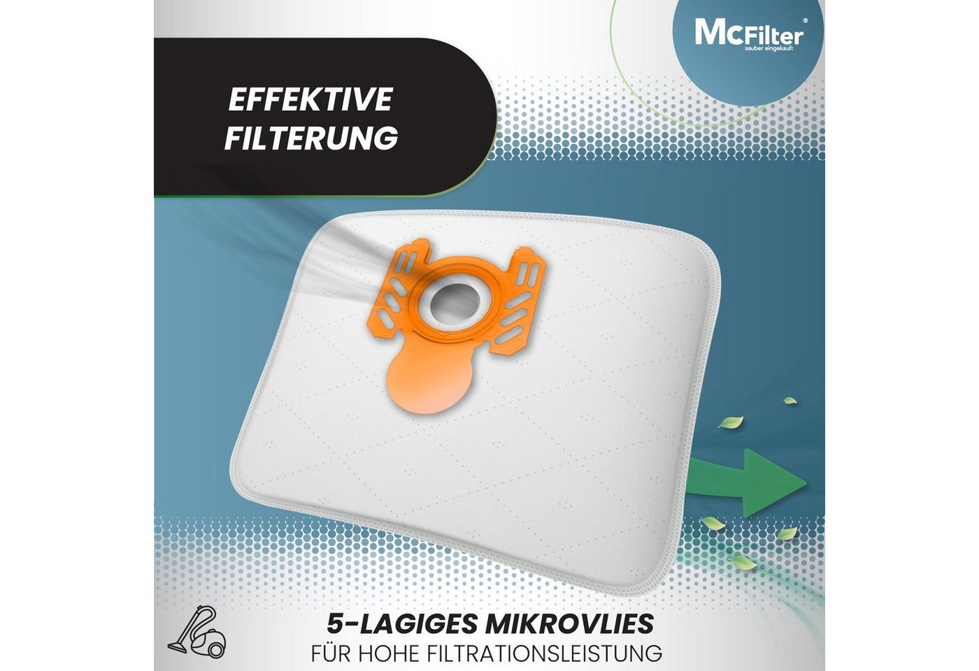 McFilter Staubsaugerbeutel Alternative zu Swirl A07 A 07, passend für AEG Electrolux Progress Volta Staubsauger, inkl. Filter, Kunststoffdeckscheibe, 10 St., hohe Reißfestigkeit, Top Filtration, 5-lagiges Microvlies Bild 4