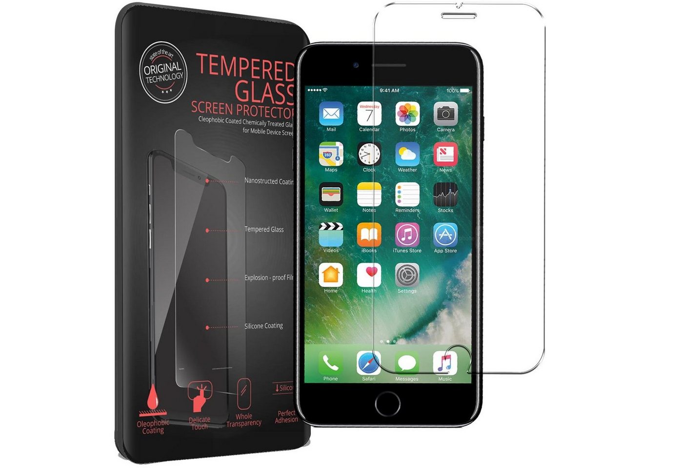 CoolGadget Schutzfolie Panzerfolie für Apple iPhone 7 Plus / 8 Plus, (9H Härtegrad, 2x Schutzglas, 1xReinigungset), Displayfolie Panzer Schutzfolie 2 Stück für iPhone 8 Plus Glas Folie Bild 4