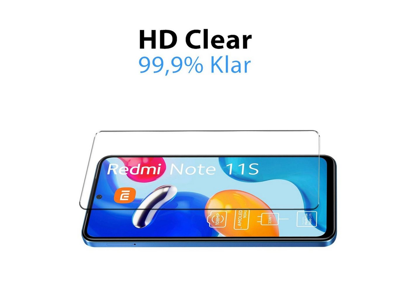 CoolGadget Schutzfolie Panzerfolie für Xiaomi Redmi Note 11S, (Spar-Set 4in1, 2x Displayschutz, 2x Kameraschutz), Panzerglas Schutzfolie für Redmi Note 11S Folie Bild 5