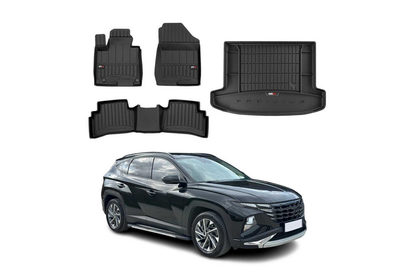 OMAC Auto-Fußmatten Kofferraumwanne Set für Hyundai Tucson 2020-2025 Gummi TPE 5x (5 St), für Hyundai Tucson 2020-2025 Hyundai Tucson 2020-2025, Einfache Installation,Antirutsch,Leicht zu reinigen Bild 2