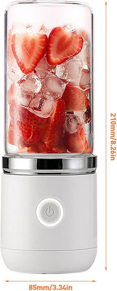 FELIXLEO Smoothie-Maker Tragbarer Mixer, USB Mini Smoothie Blender 350ml Wiederaufladbar Weiß Bild 3