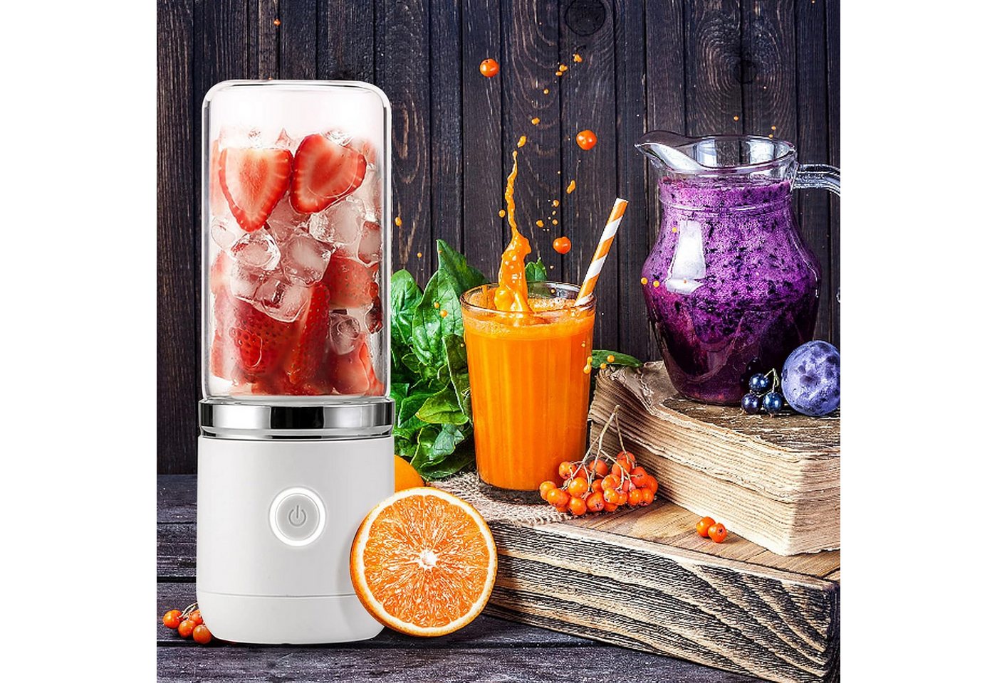 FELIXLEO Smoothie-Maker Tragbarer Mixer, USB Mini Smoothie Blender 350ml Wiederaufladbar Weiß Bild 4