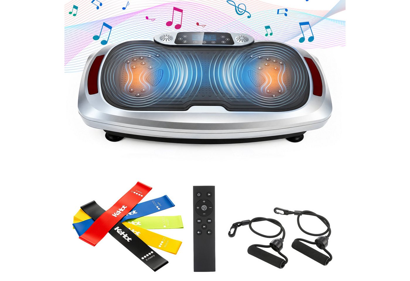 kehot Vibrationsplatte Vibrationsplatte mit Magnetmassage, LED-Licht, Ganzkörpertraining Home, 300 W, 120 Intensitätsstufen, Mit Bluetooth-Musik, 5 Widerstandsbändern und Balance-Training Bild 2
