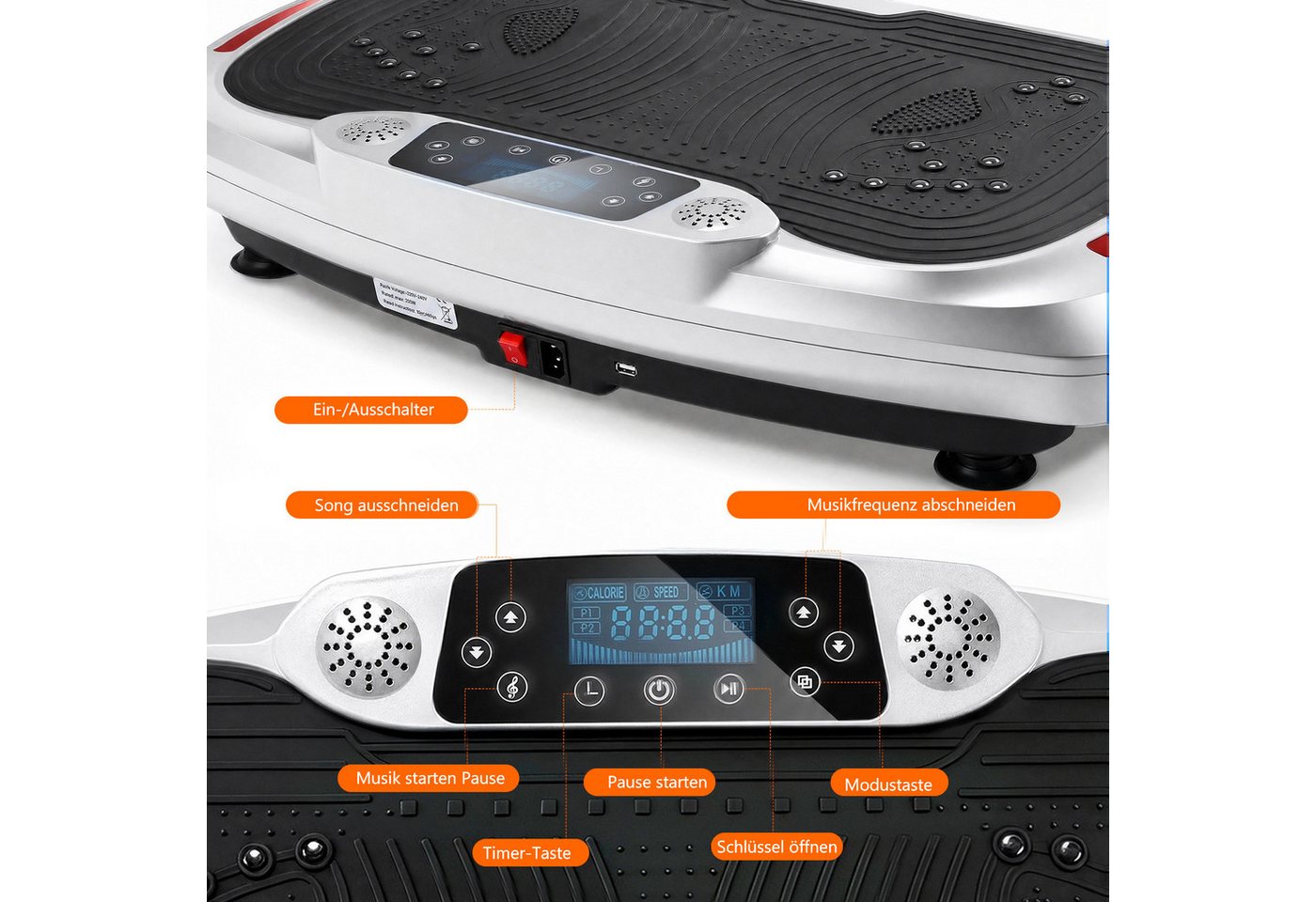 kehot Vibrationsplatte Vibrationsplatte mit Magnetmassage, LED-Licht, Ganzkörpertraining Home, 300 W, 120 Intensitätsstufen, Mit Bluetooth-Musik, 5 Widerstandsbändern und Balance-Training Bild 3