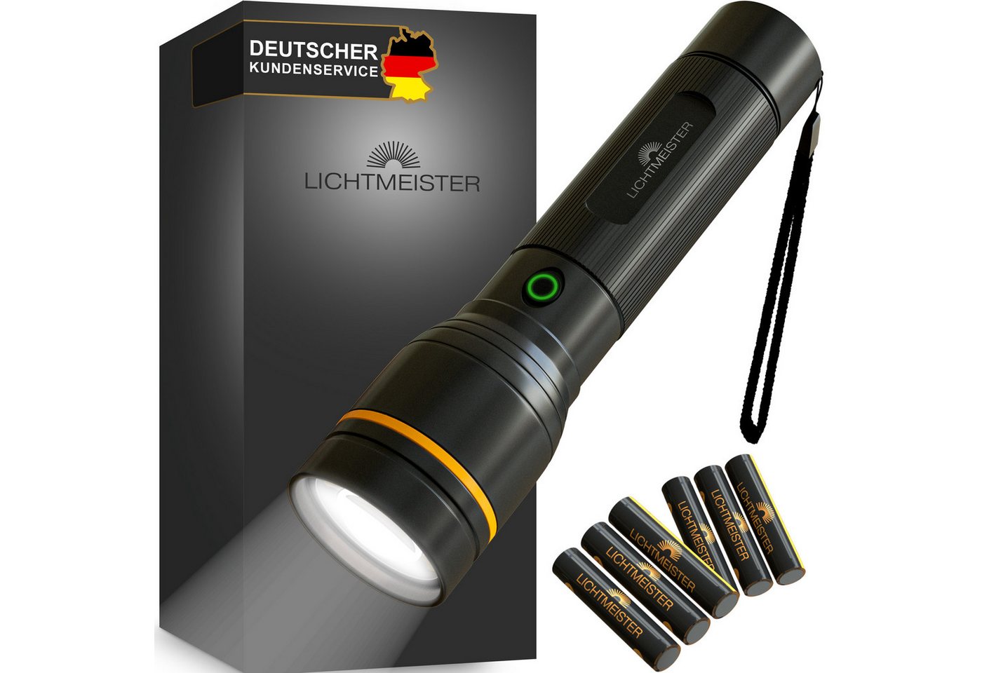 Lichtmeister Taschenlampe (500 Lumen mit AAA Batterien) - Taschenlampe LED Bild 5