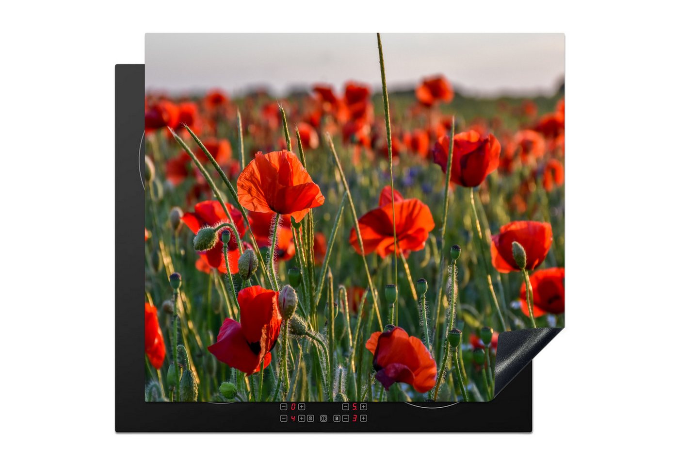 MuchoWow Herd-Abdeckplatte Mohnblumen - Rot - Grün - Blumen, Vinyl, (1 tlg), Abdeckplatte für Ceranfeld, Herd Inductionsmatte, 60x50 cm Bild 5