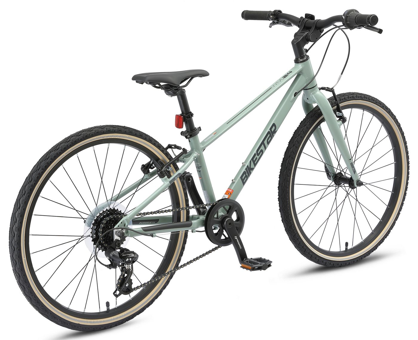 Bikestar Kinderfahrrad Leichtgewicht 9 kg 24 Zoll Aluminium ab 8 Jahre, 8 Gang Shimano RD-M2005 Schaltwerk, Kettenschaltung, Reflektierende Reifen, leichtes Treten, ergonomischer Rahmen