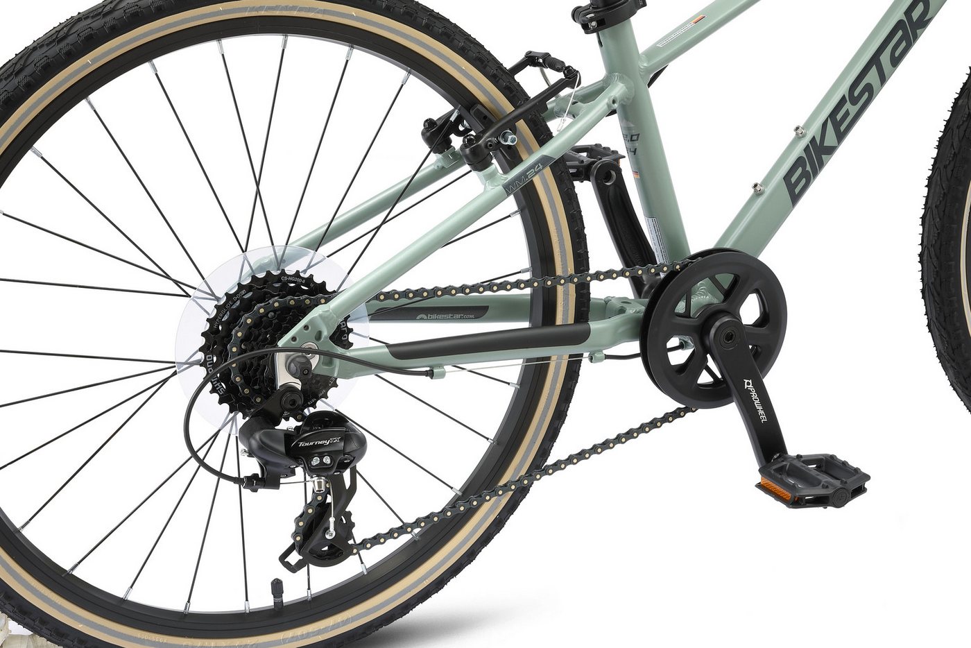 Bikestar Kinderfahrrad Leichtgewicht 9 kg 24 Zoll Aluminium ab 8 Jahre, 8 Gang Shimano RD-M2005 Schaltwerk, Kettenschaltung, Reflektierende Reifen, leichtes Treten, ergonomischer Rahmen Bild 5