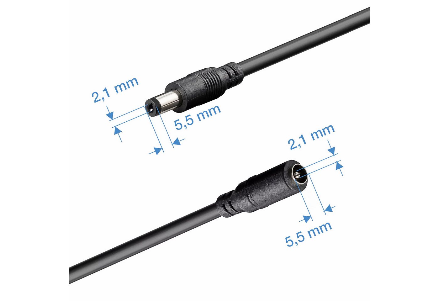 Bolwins N47C 10m Strom Verlängerungskabel Kabel DC Kupplung 5,5x2,1mm 12V Netzkabel, DC 5,5 x 2,1 mm Stecker, DC 5,5 x 2,1 mm Buchse (1000 cm), Flexible Kabelführung, einfache Verlängerung des Stromanschlusses