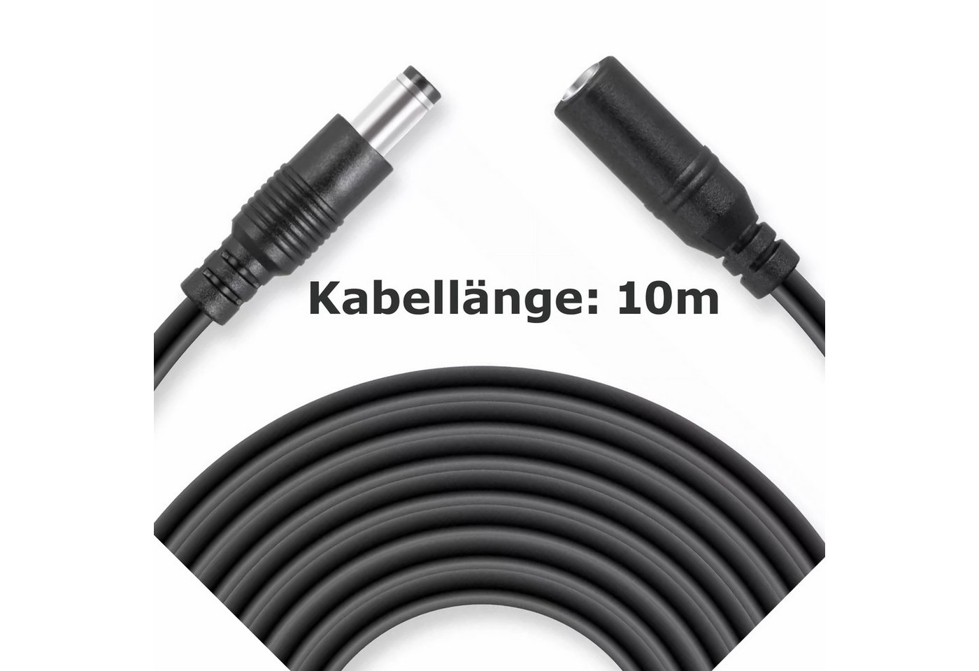 Bolwins N47C 10m Strom Verlängerungskabel Kabel DC Kupplung 5,5x2,1mm 12V Netzkabel, DC 5,5 x 2,1 mm Stecker, DC 5,5 x 2,1 mm Buchse (1000 cm), Flexible Kabelführung, einfache Verlängerung des Stromanschlusses Bild 5