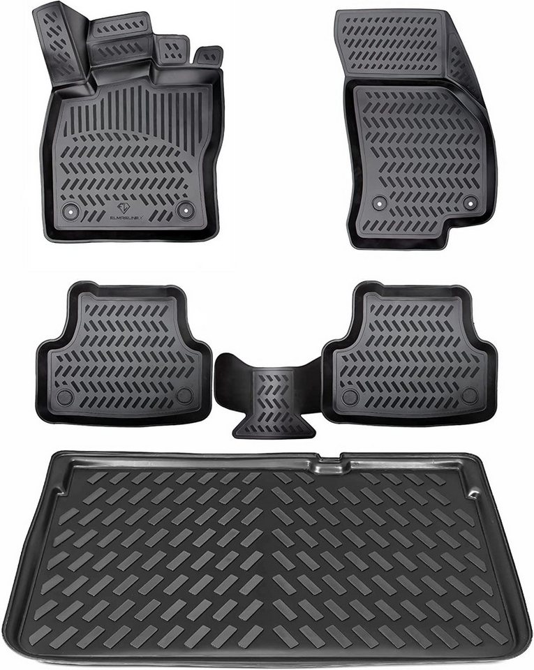ELMASLINE Auto-Fußmatten für SKODA KODIAQ 2024-2026 [2. Gen] - Gummimatten & Kofferraumwanne, für Skoda Kodiaq - Extra hoher Rand für mehr Schutz, Passend für 5-Sitzer Bild 5