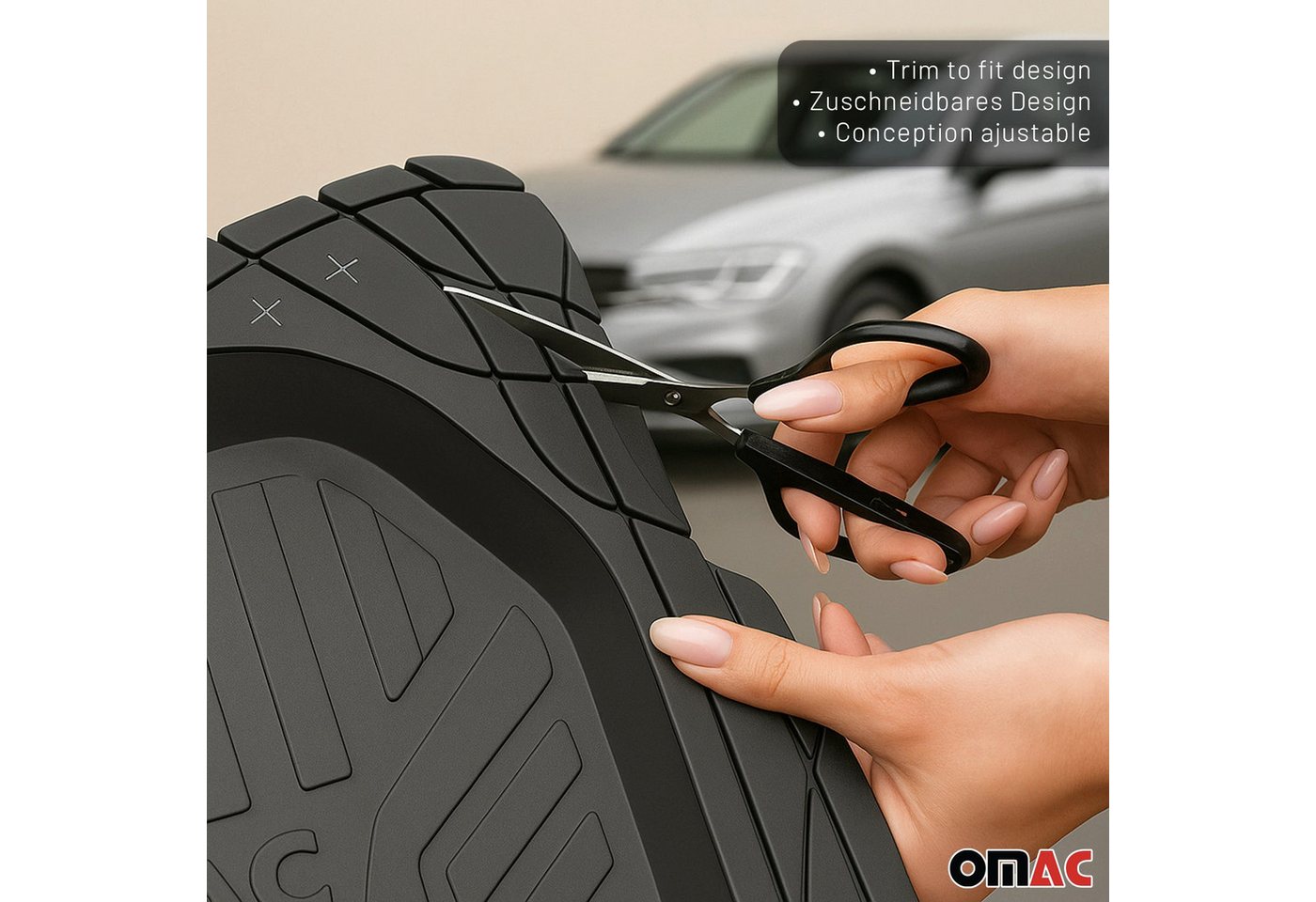 OMAC Auto-Fußmatten für Mitsubishi ASX Zuschneidbar Gummi Schwarz 4 tlg (4 St), für Mitsubishi ASX Mitsubishi ASX, Antirutsch,Wasserfest,Einfache Installation