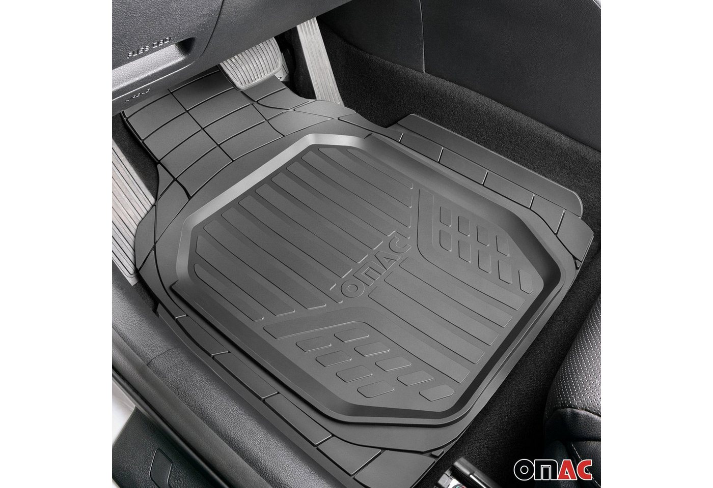 OMAC Auto-Fußmatten für Mitsubishi ASX Zuschneidbar Gummi Schwarz 4 tlg (4 St), für Mitsubishi ASX Mitsubishi ASX, Antirutsch,Wasserfest,Einfache Installation Bild 4