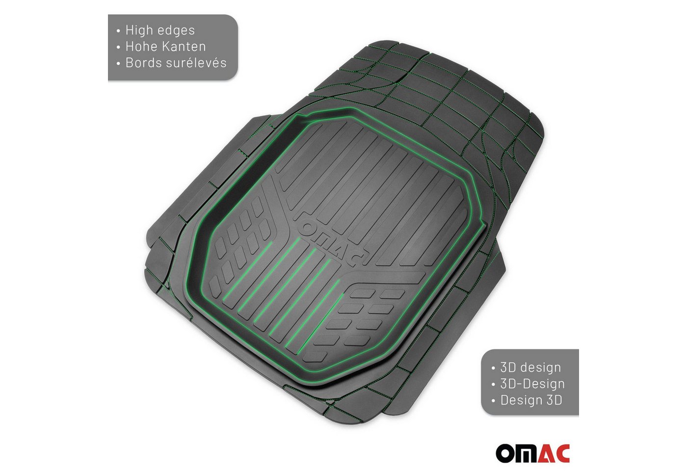 OMAC Auto-Fußmatten für Mitsubishi ASX Zuschneidbar Gummi Schwarz 4 tlg (4 St), für Mitsubishi ASX Mitsubishi ASX, Antirutsch,Wasserfest,Einfache Installation Bild 5