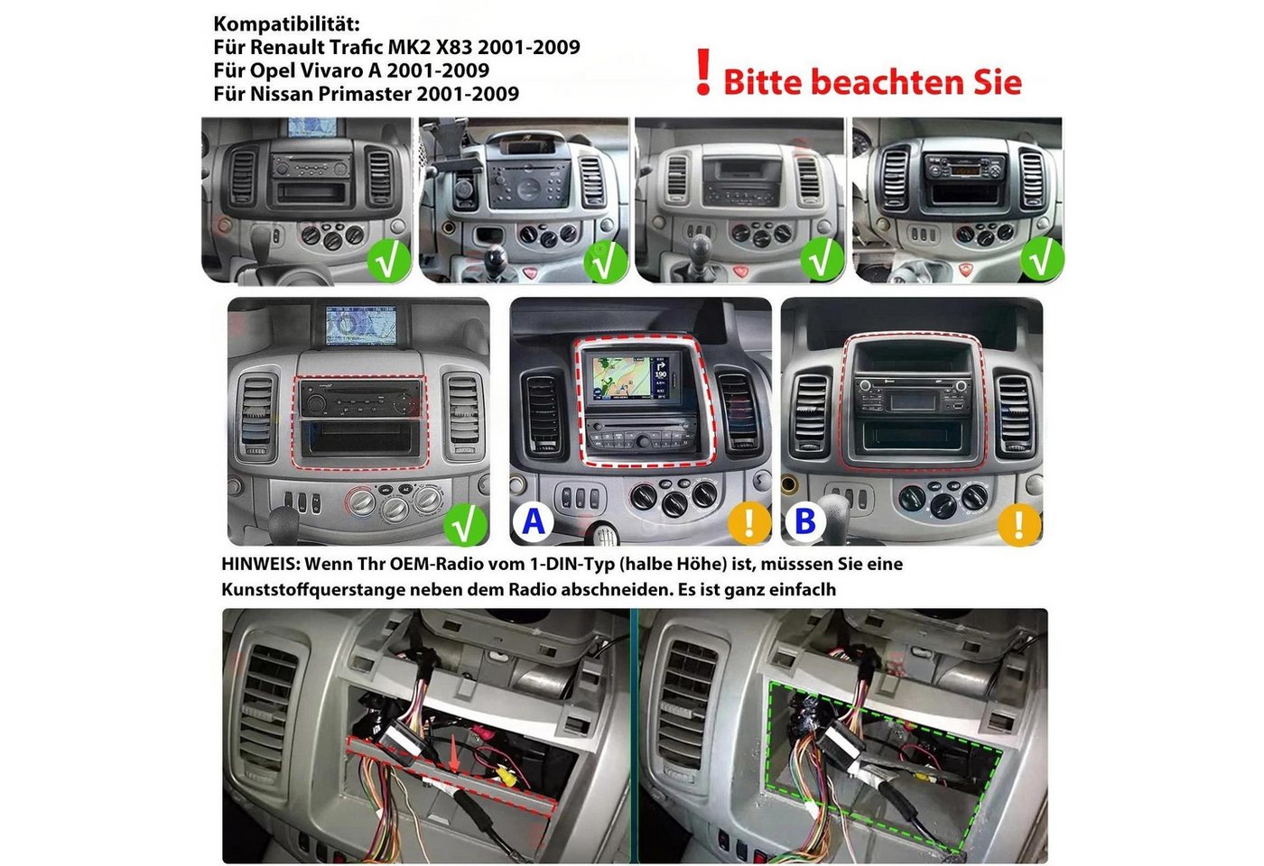 ESSGOO Für Renault Trafic II OPEL Vivaro A 2001-2009 Android 15 GPS Autoradio (RDS, Digitalradio (DAB), FM, AM, Navi Carplay Android Auto BT EQ USB WIFI) Bild 2