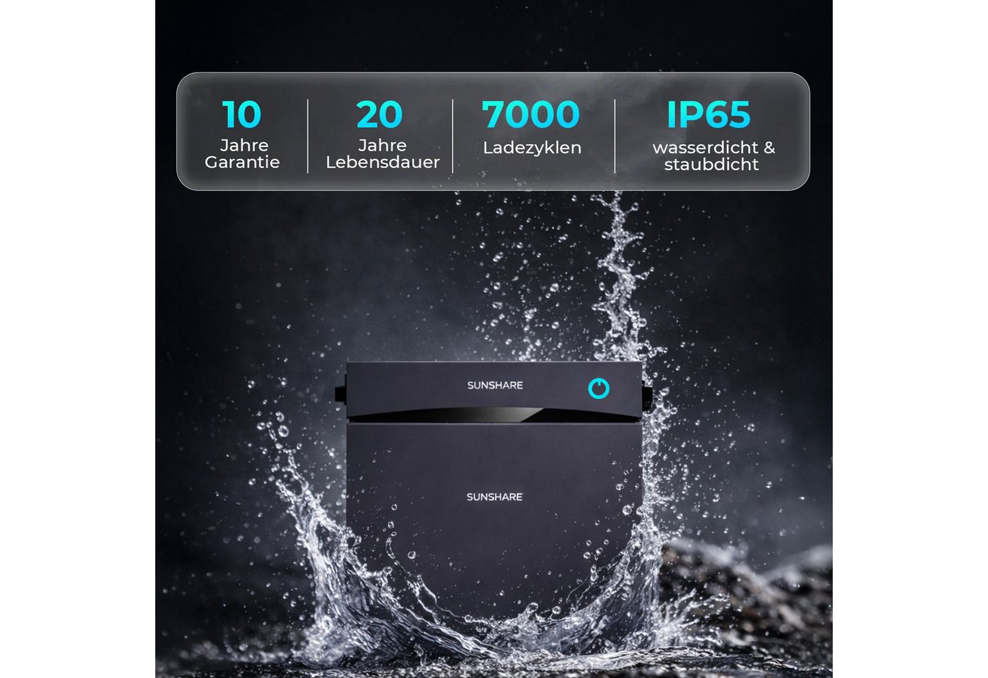 Sunshare Glory All-in-One Strompeicher, 2 – 4 kWh, erweiterbar bis 10 kWh Stromspeicher SUNSHARE Glory Stromspeicher 53000 mAh (230 V), Modularer 2–10 kWh Speicher mit Hybrid‑WR, IP65 und Semi‑Solid LFP Bild 5