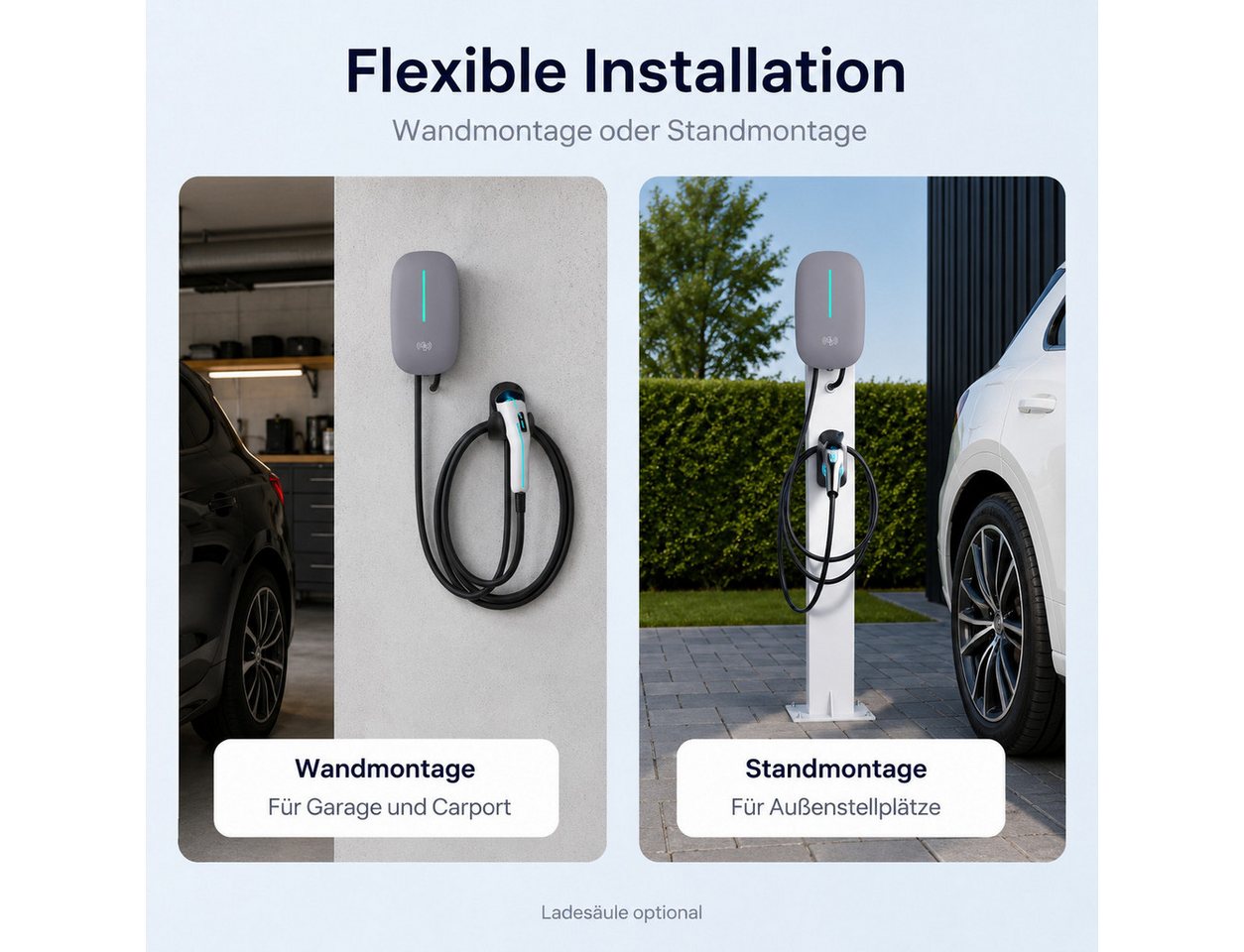 Tekoo Elektroauto-Ladestation Ladestation Wallbox E-Auto 7,4kW Typ 2 WLAN & App-Steuerung, Wallbox 7,4kW / 32A, 1-phasig, Einzelgerät, 9-facher Sicherheitsschutz,intelligenter Temperaturkontrollchip Bild 5